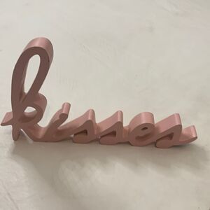 KISSES Wood Letter Art Pink 12 Inches Long And 7 Inches Tall